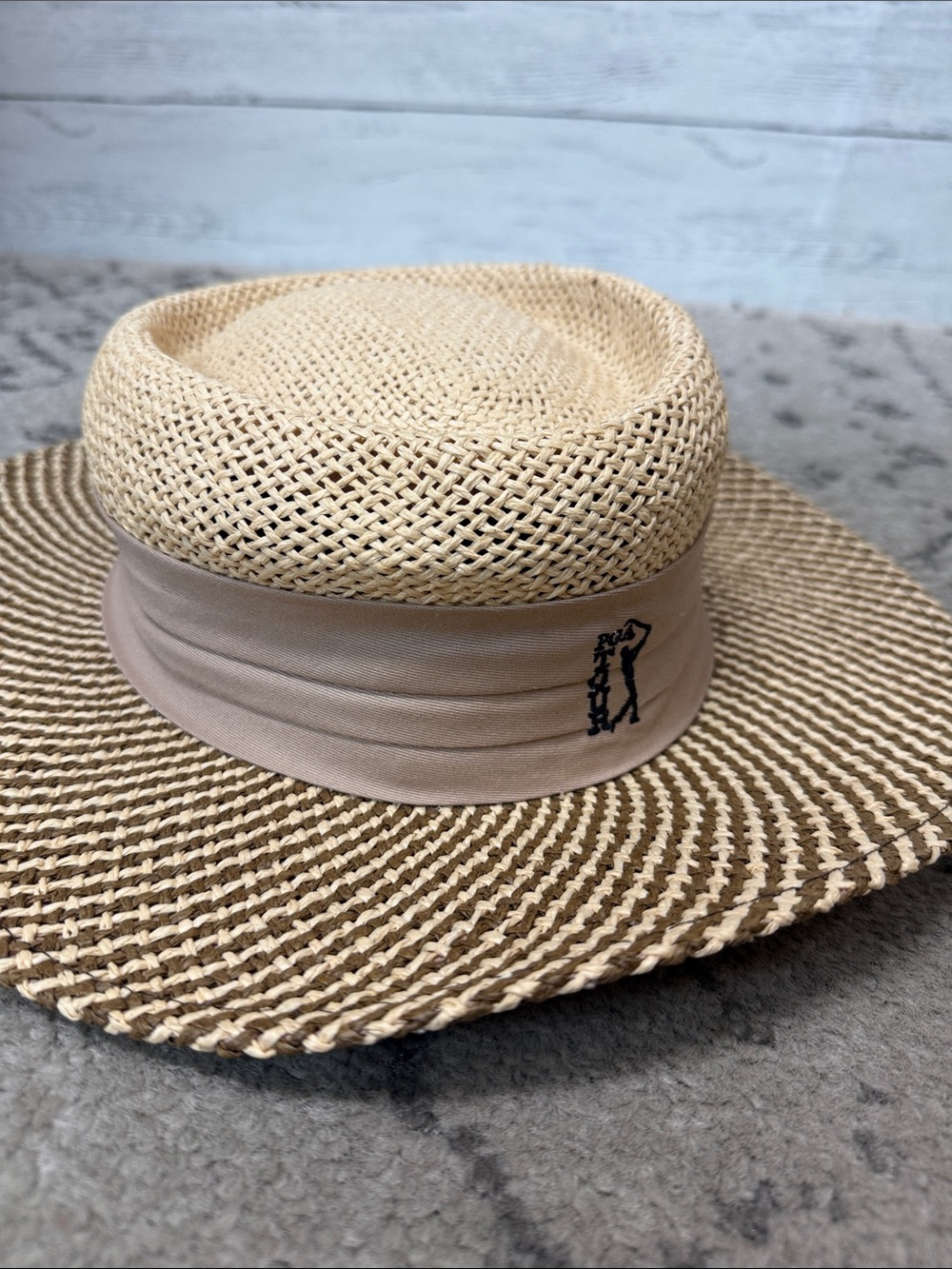 NWOT Mens Ahead Fine Straw Golf Sun Hat with Beige Band